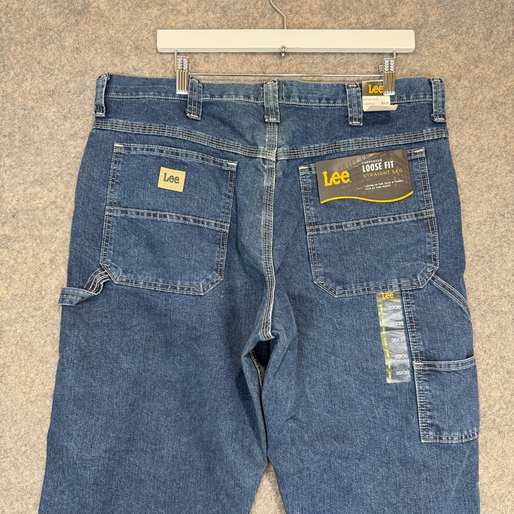 Vintage Lee Dungarees Cargo Carpenter Denim Jeans Mens 36x30 Loose Fit Blue Y2K
